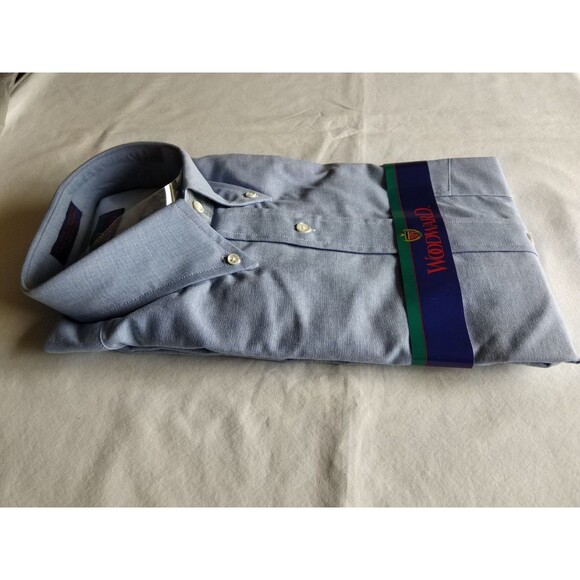 Vtg Woodward Dayton Single Needle Tailoring Blue Oxford Shirt 16.5/38 USA 1980s - Picture 11 of 13
